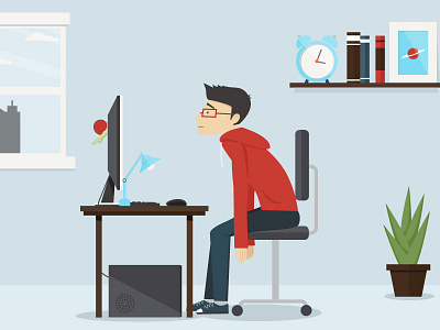 Slow character flat illustration office snail storyboard vector