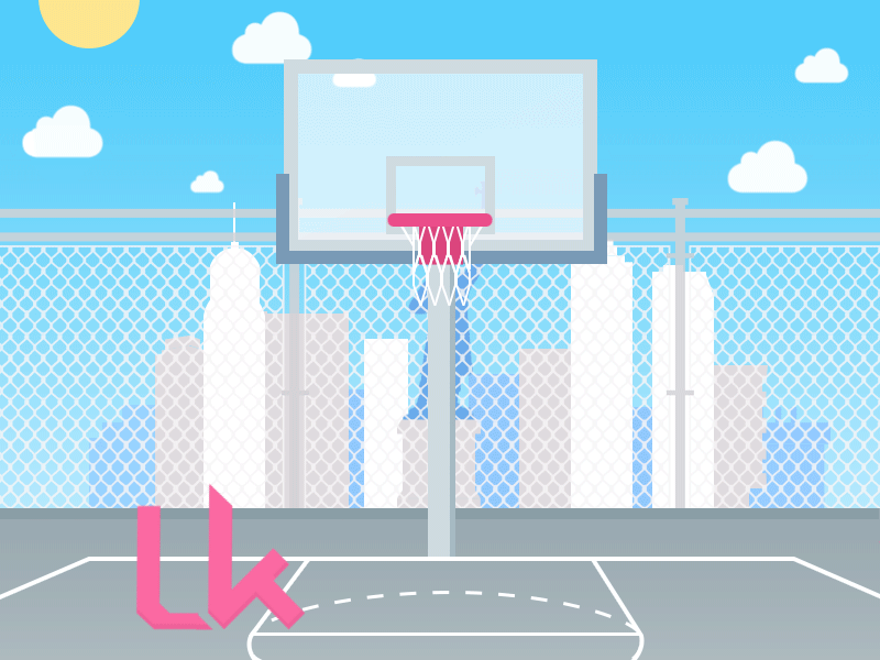 Hi Dribbble! animation basketball court debuts dribbble flat gif motion