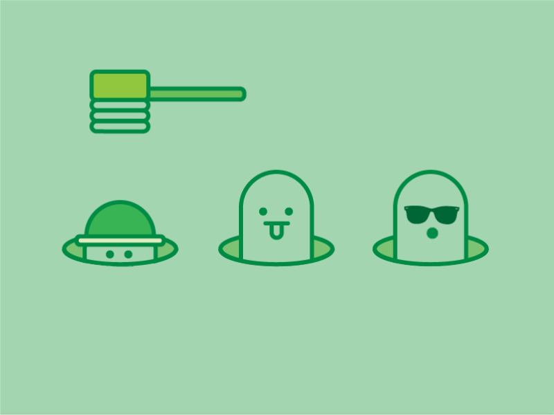 Whack a mole :D animation cute emoji flat fun gif green spring weekend whackamole