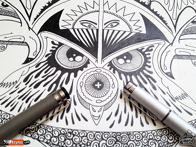 Owl Eyes artline cartoon copic doodle eye owl poster sketch sperm