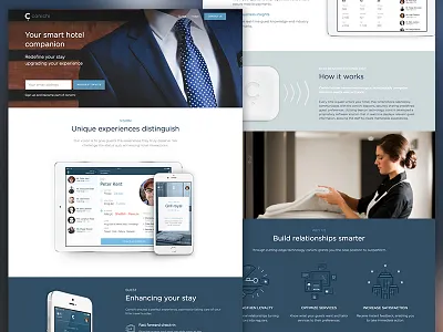Conichi - Your smart hotel companion app hotel marketing page parallax travel artworks ui