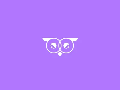 Owl see you later. eyes logo mark owl purple triangle white
