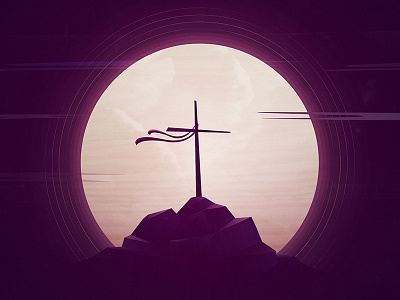 Holy Saturday clouds cross easter gradient holiday illustration jesus josh warren moon rock texture vector