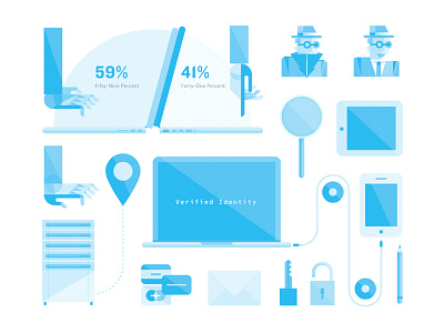 Illustration Exploration data devices editorial geometric graph hands illustration key lock monochromatic spy tools