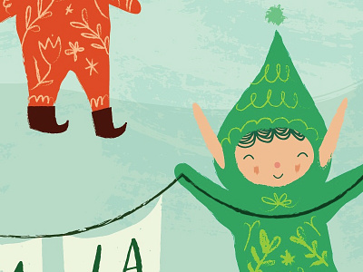 fa la la elves! elves holiday illustration snow