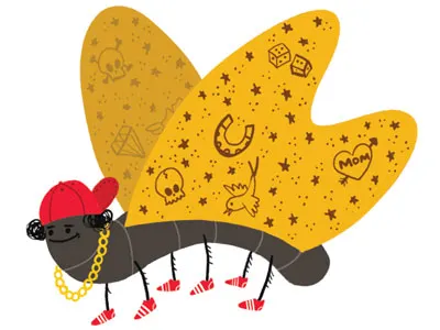 Too Fly bboy butterfly chainz character illustration kicks tattoos