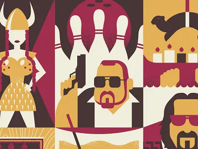 Dude big lebowski design illustration movie poster vector