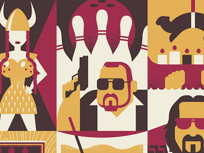 Dude big lebowski design illustration movie poster vector