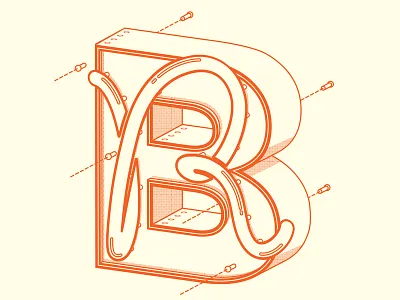 R + B illustrator lettering typography