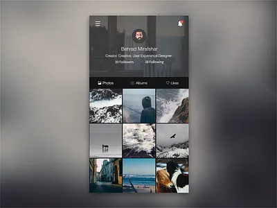 Profile Page app clean interface ios minimal mobile photo photo app pixel perfect profile page ui ux