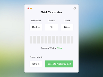 Grid Calculator app calculator canvas columns grid gutter helper mac photoshop space spacing widget