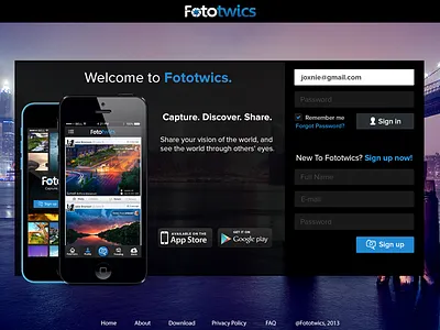 Fototwics Web-App Homepage app clean homepage landing minimal ui ux web