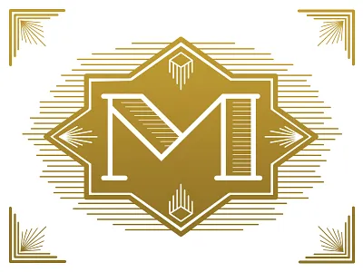 Art Deco M alphabet art deco gold lettering m type typography