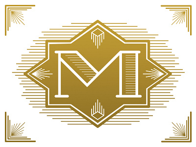 Art Deco M alphabet art deco gold lettering m type typography