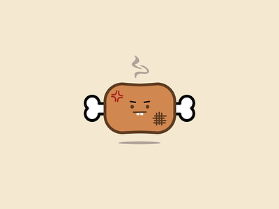Meat Stick angry character flat food icon illustration meat