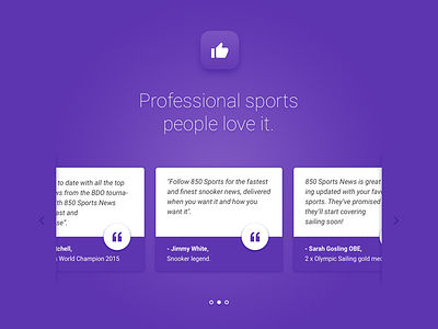 Testimonials design gradient icon landing material page purple sorts testimonials