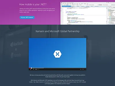 XWD video section cta landing page microsoft video xamarin