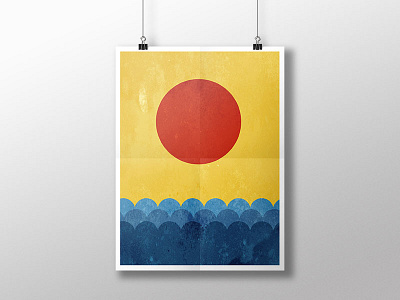 Sun and sea poster artwork personal work poster print vector