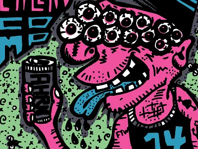 12 Eyed Monster basketball illustration monster music packaging pittsburgh punk tattoo