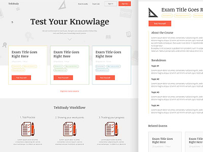 UI for School Exam Practice website design exam flat interface page school ui website white