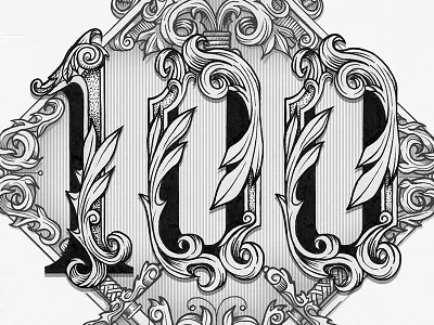 100 Followers - Final 100 black ink line number stripe type