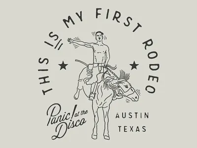 Panic! First Rodeo hand hand drawn hand drawn logo merch panic rodeo texas vintage