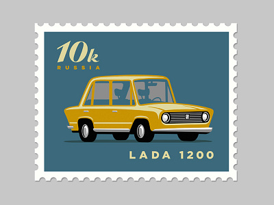 LADA 1200 car euro russian stamp