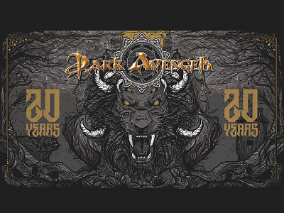 Dark Avenger Backdrop Stage 20 years anniversary band brush color design draw icon illustration lion metal photoshop poster type