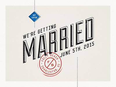 We're Getting Married! beach blue invitation letterpress stamp typography vintage website wedding