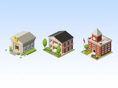Buildings design Part.1 architecture bank building construction game library school