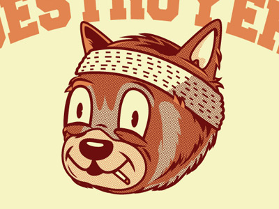 Destroyer WIP academy character halftone old school red panda vintage