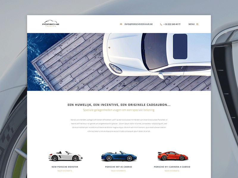 Porsche Rental car minimalistic porsche rental ui webdesign