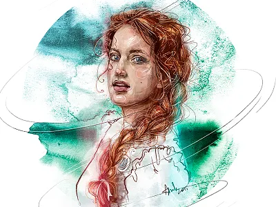 Portrait a day - Anne-Constance cg cgart drawing graphics illustration painting portrait portrait a day watercolor