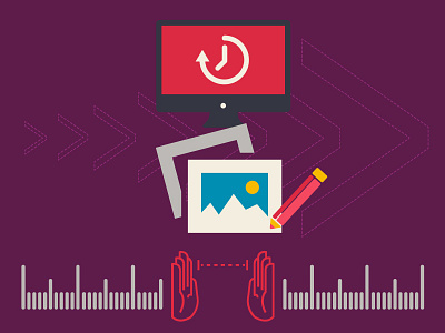 Image sizing illustration icons purple red