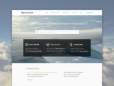 Help Center Home digital travel ui web design