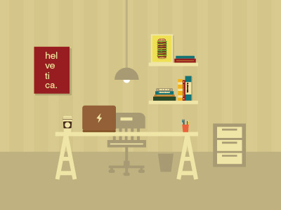 My home office desk freelancer home office illustration