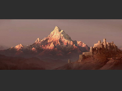 Citadel fantasy mattepainting medieval mountain