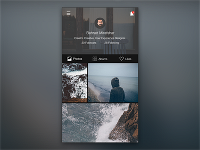 Profile Page #2 app identity minimal mobile photo profile page sea ui user interface ux winter