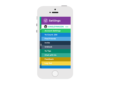 Settings Page iphone mobile mobile ux rainbow settings settings page ux yo