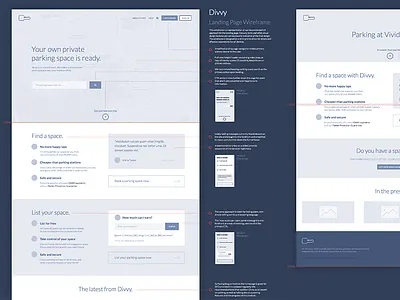 Responsive Wireframes blue parking responsive ux wireframes