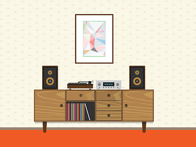 Stereo Bench amp bench furniture illustration illustrator speaker stereo turntable