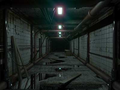 Darkness Awaits 3d cgi cinema 4d creepy hallway interior octane octane render