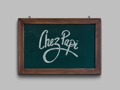 Chez papi gobelins hand lettering logo typo