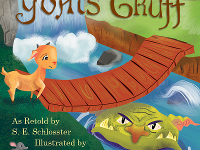 Billy Goats Childrens Book Illustration billy goats gruff bridge childrens childrens book digital goat illustration lettering make art that sells norway troll