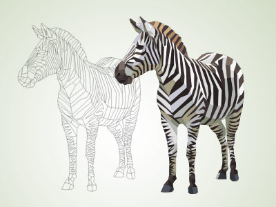 Zebra animal lowpoly polygonal vector zebra