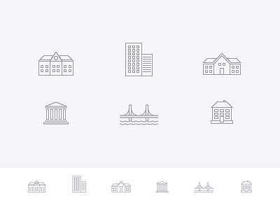 Architecture line icons buildings icons pixel