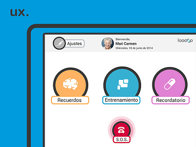 UX - Mental training elderly ana rebeca perez app blue clean flat icons outline tablet ui user interface ux wireframe