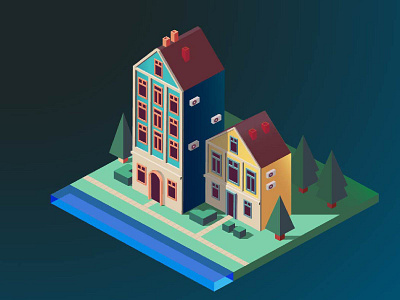 Cute houses/Adobe Illustrator graphic design illustration vector