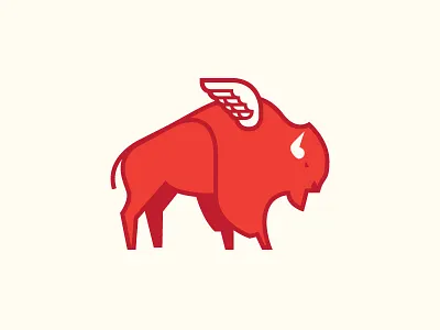 Buffalo animal bison buffalo illustration logo wing