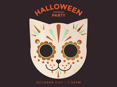 Halloween Party cat cats cute halloween illustration kc kitten meow october party skull sugar skull